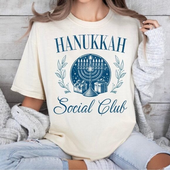 Unbranded Tops - Hanukkah Social Club Shirt, Jewish Christmas Tee, Happy Hanukkah Shirt